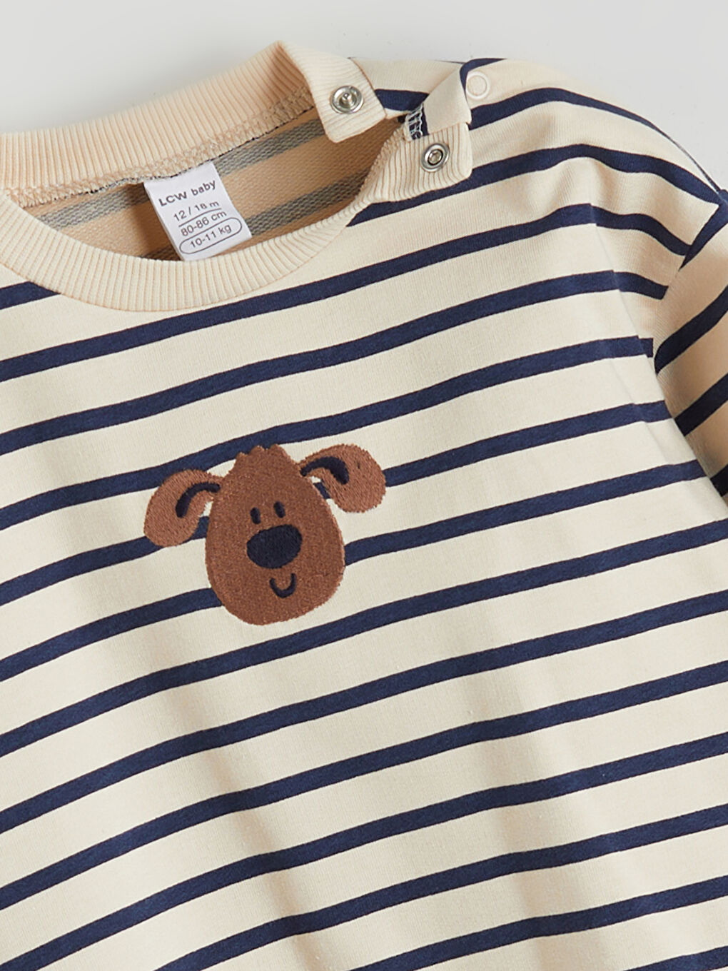 Bej Çizgili Erkek Bebek Sweatshirt-2