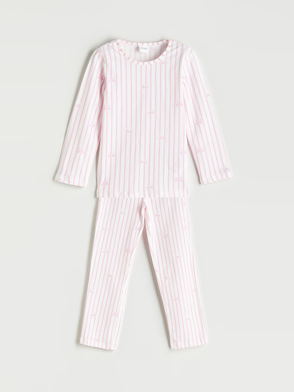 Pembe Beli Lastikli Fiyonk Baskılı Kız Çocuk Pijama Alt