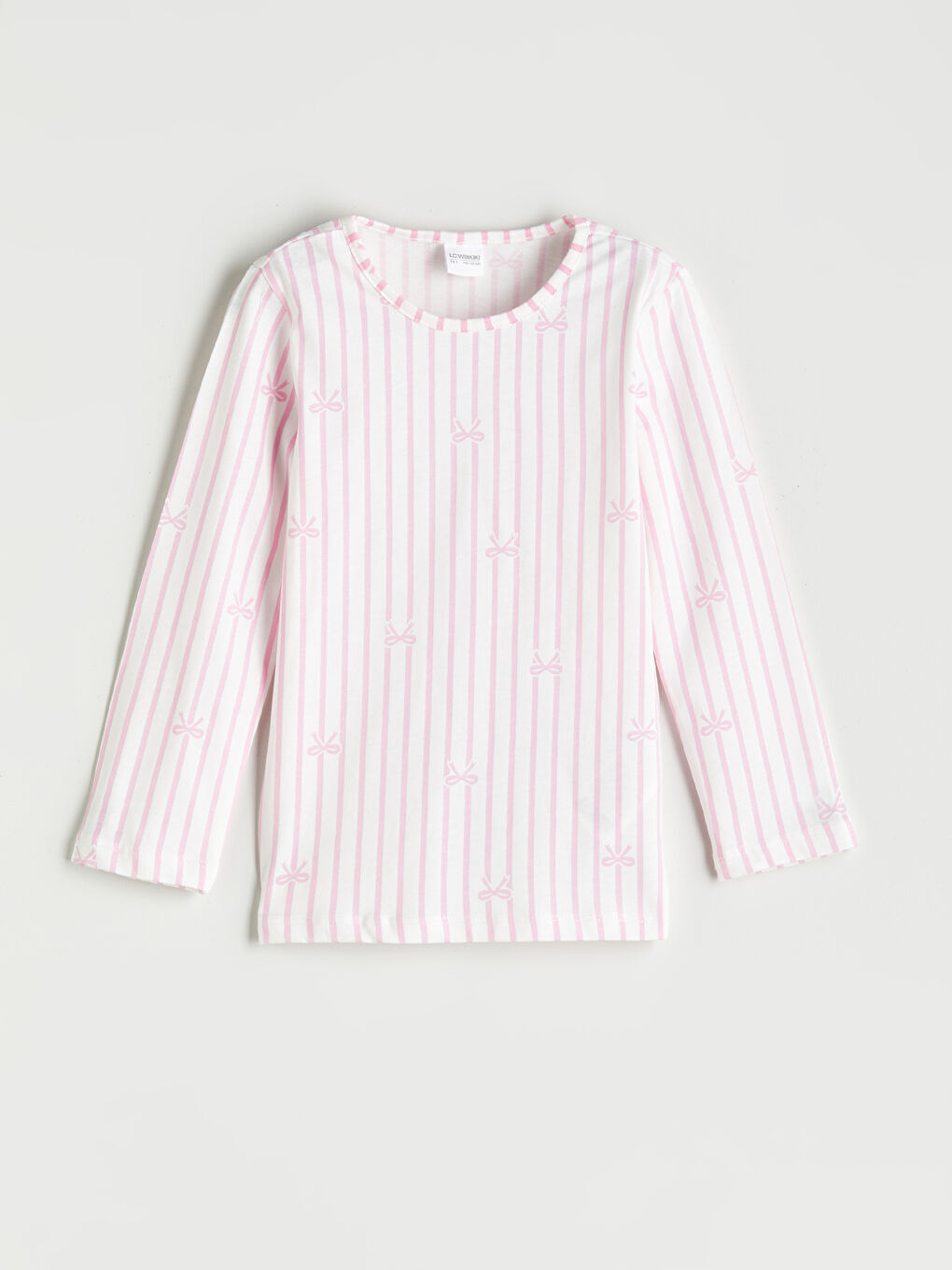 Pembe Beli Lastikli Fiyonk Baskılı Kız Çocuk Pijama Alt-1