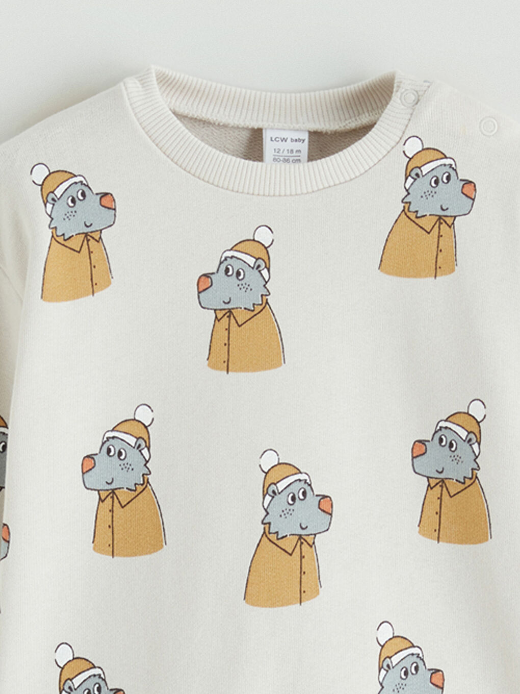 Bej Baskılı Erkek Bebek Sweatshirt ve Pantolon-2