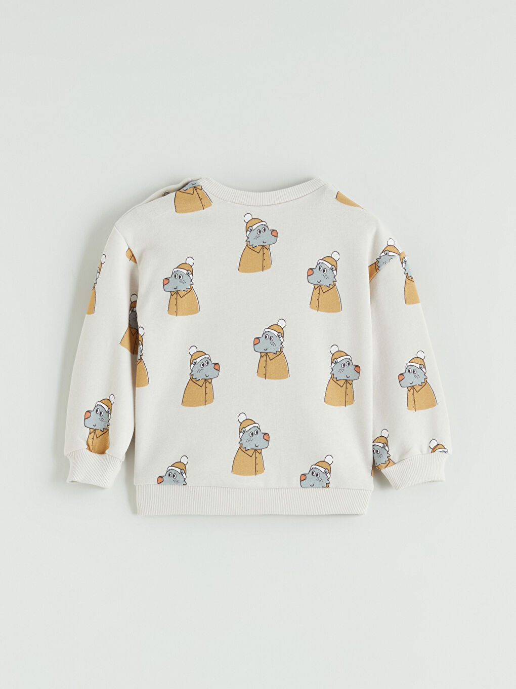 Bej Baskılı Erkek Bebek Sweatshirt ve Pantolon-3