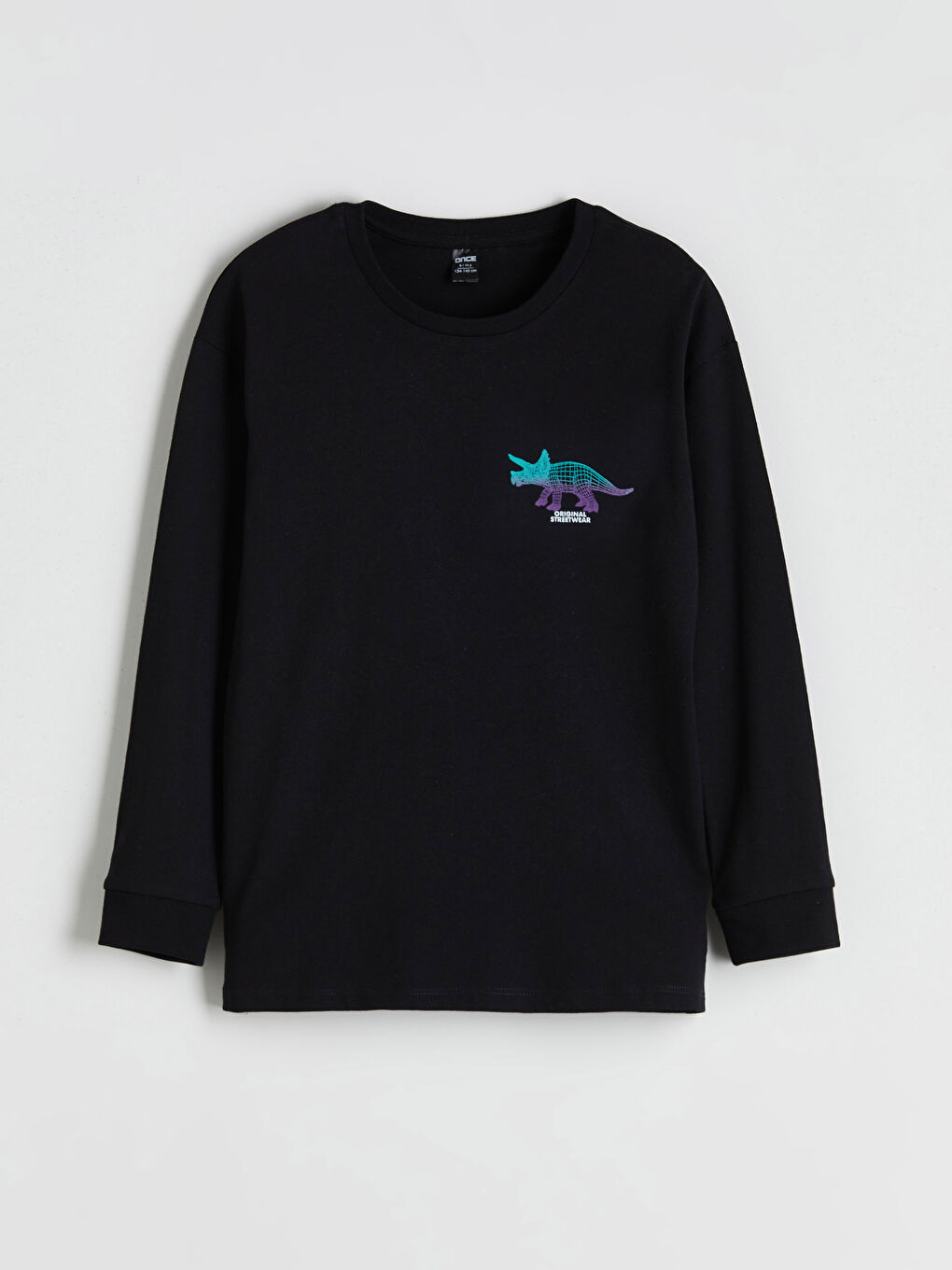 Siyah Bisiklet Yaka Baskılı Erkek Çocuk Pijama Üst