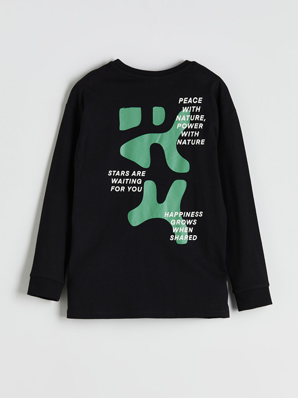 Siyah Bisiklet Yaka Baskılı Erkek Çocuk Pijama Üst-2