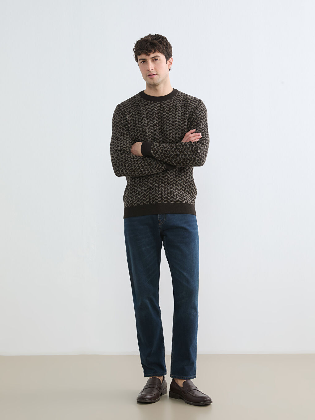Men's Patterned Regular Fit Knitted Sweater-1