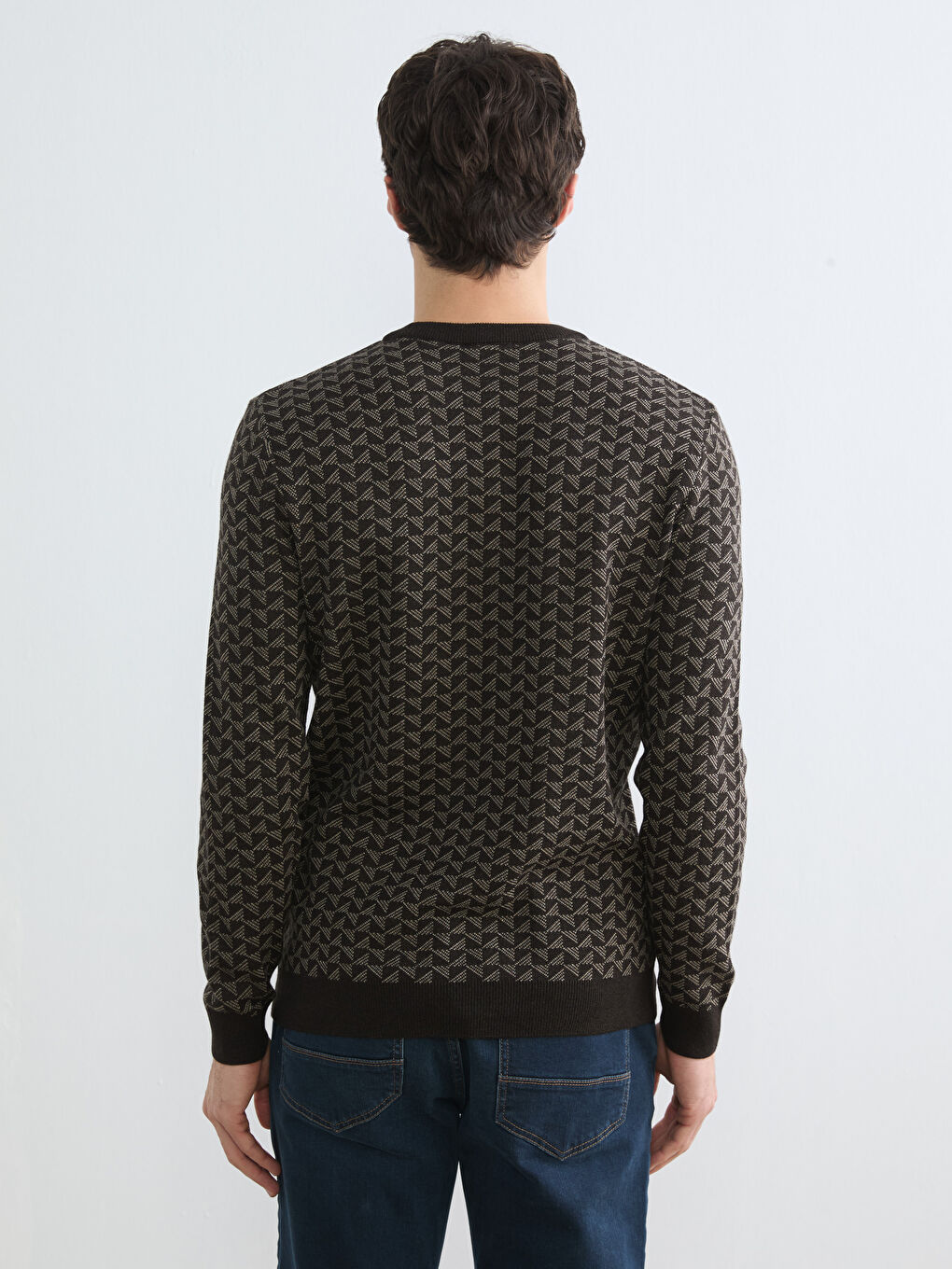 Men's Patterned Regular Fit Knitted Sweater-3