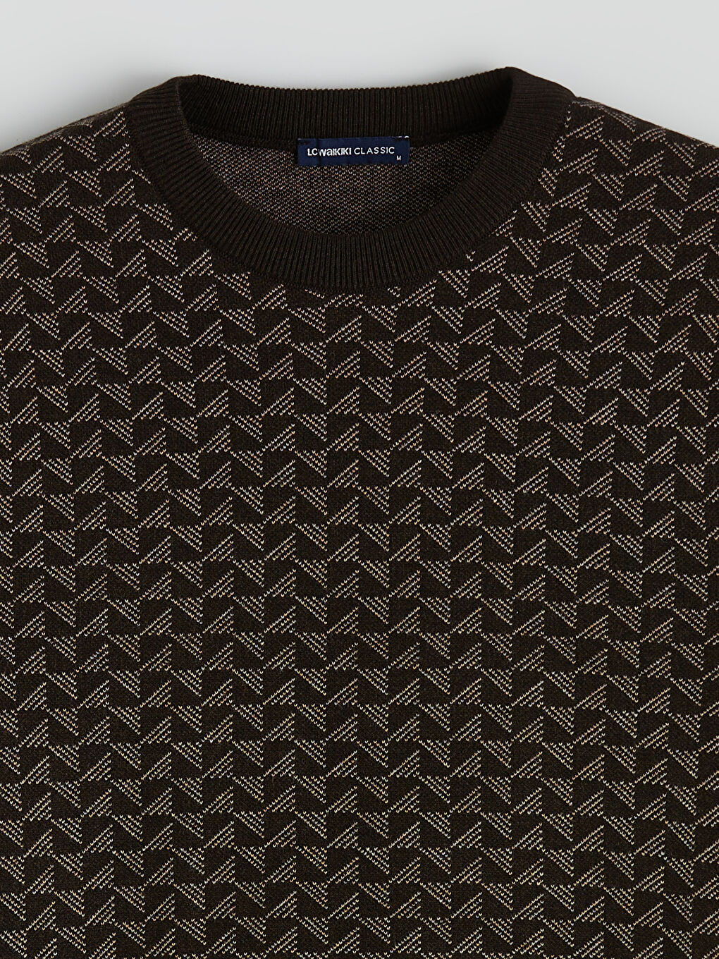 Kahverengi Erkek Desenli Regular Fit Triko Kazak-1