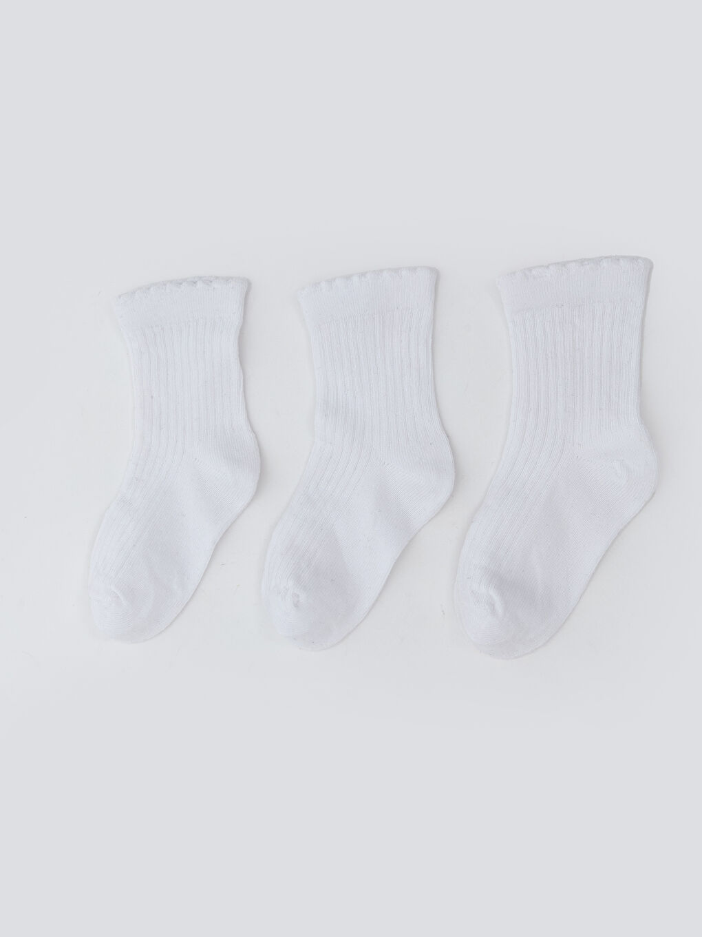 Beyaz Basic Kız Çocuk Soket Çorap 3'lü