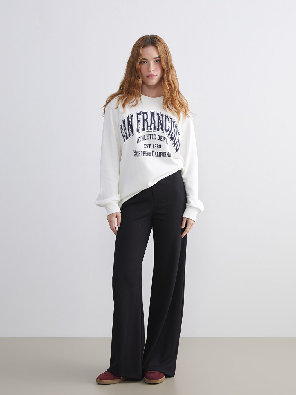 Elasticated Waist Wide Leg Women's Sweatpants