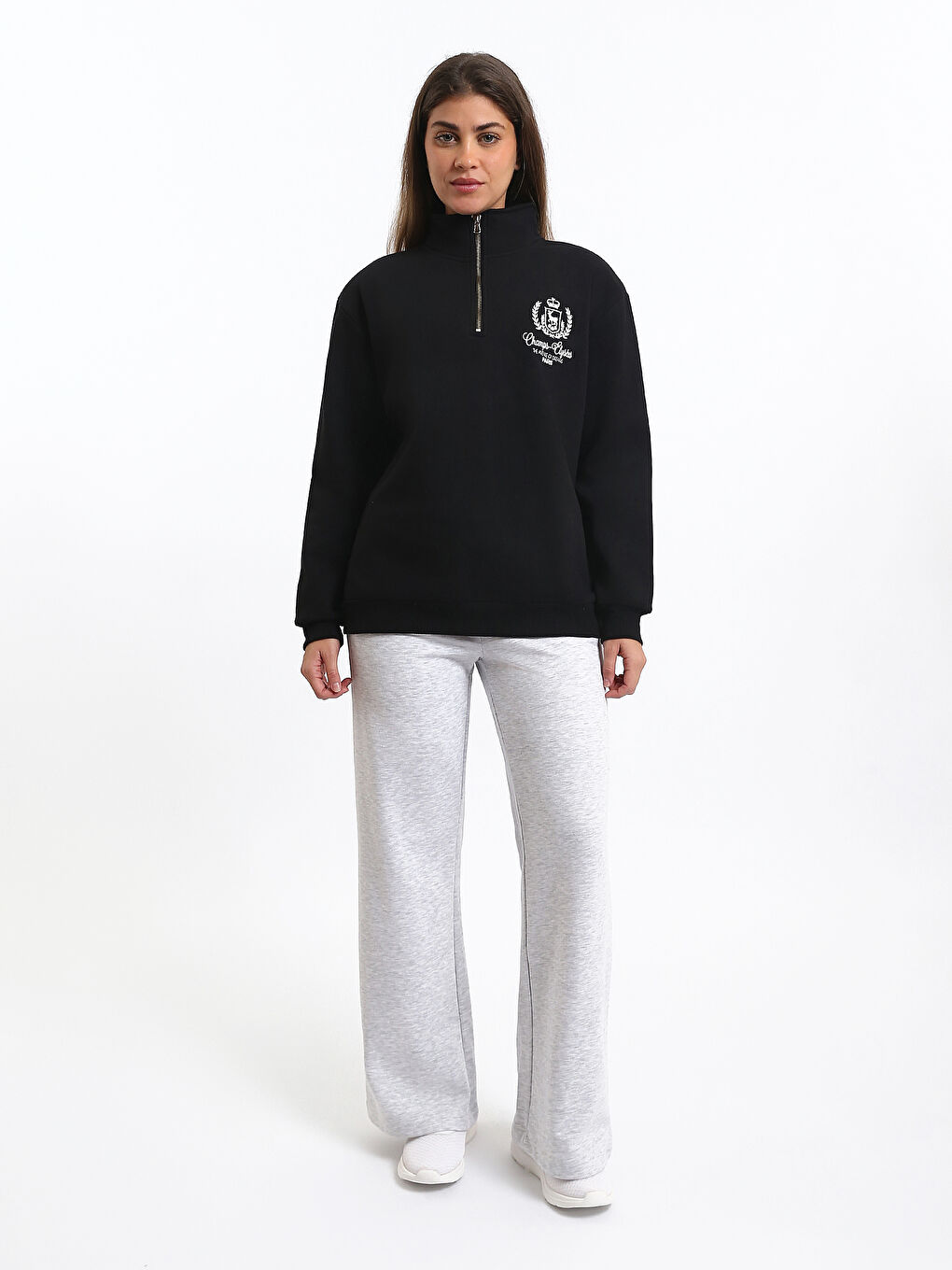 Elasticated Waist Wide Leg Women's Sweatpants-1