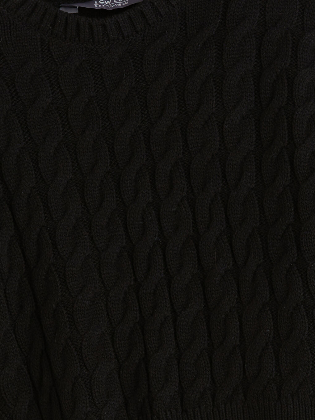 Siyah Bisiklet Yaka Kız Çocuk Triko Kazak-1