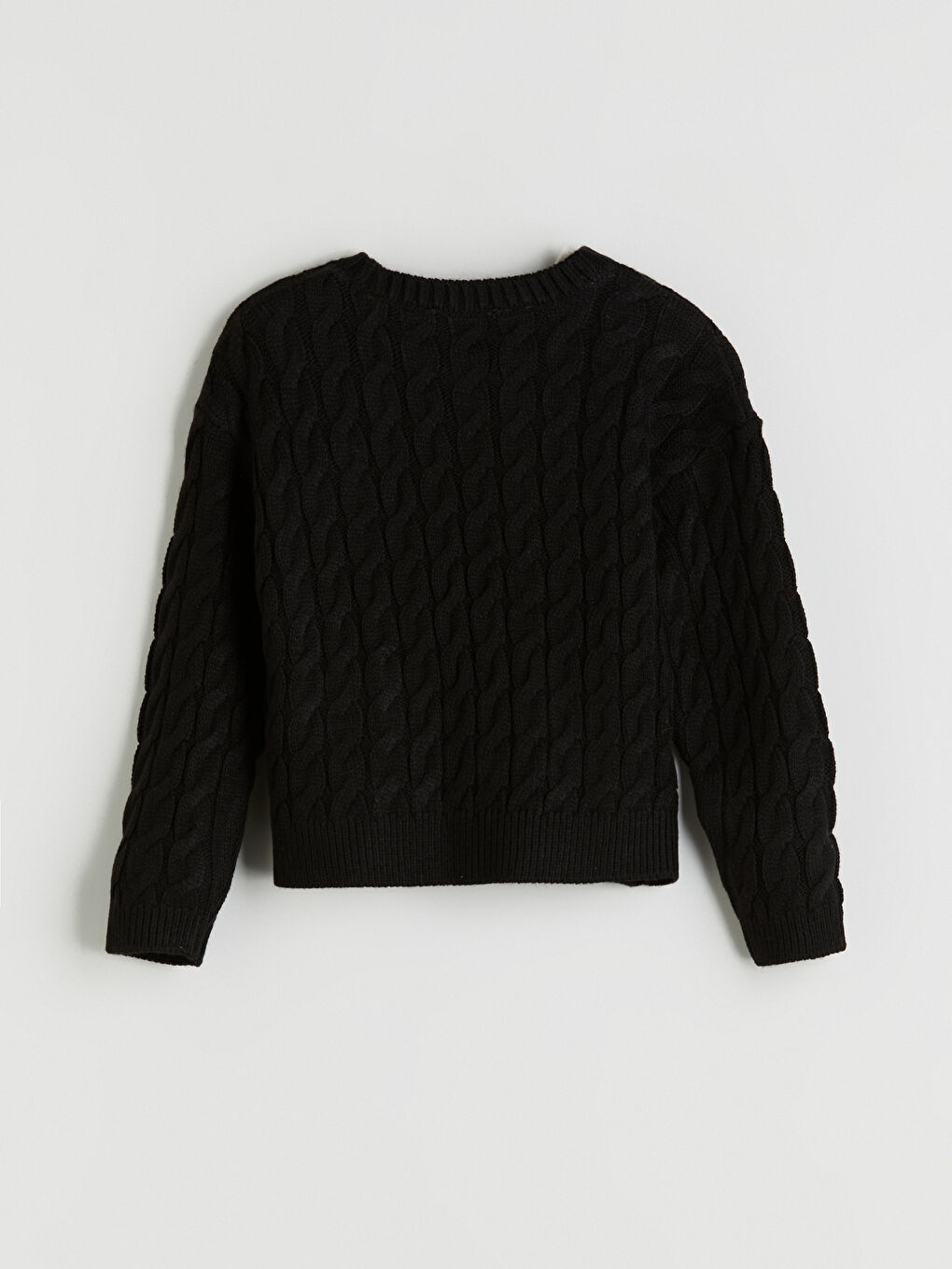 Siyah Bisiklet Yaka Kız Çocuk Triko Kazak-2