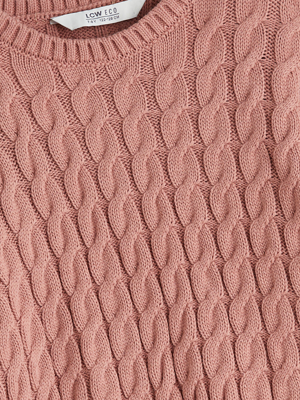 Pembe Bisiklet Yaka Kız Çocuk Triko Kazak-1