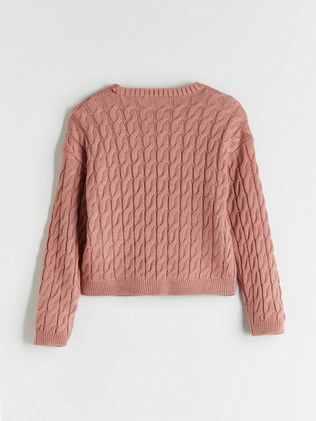 Pembe Bisiklet Yaka Kız Çocuk Triko Kazak-2