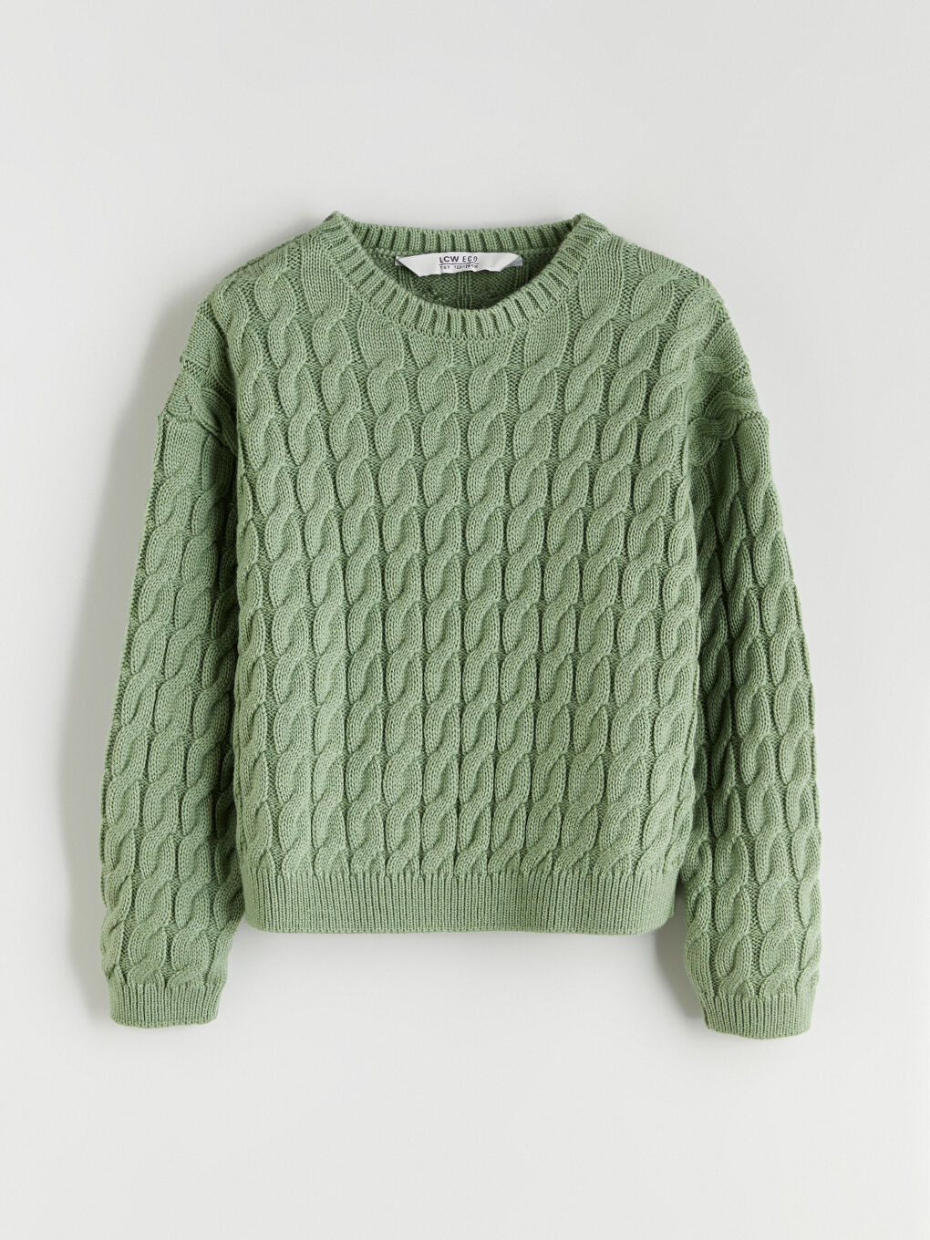 Yeşil Bisiklet Yaka Kız Çocuk Triko Kazak