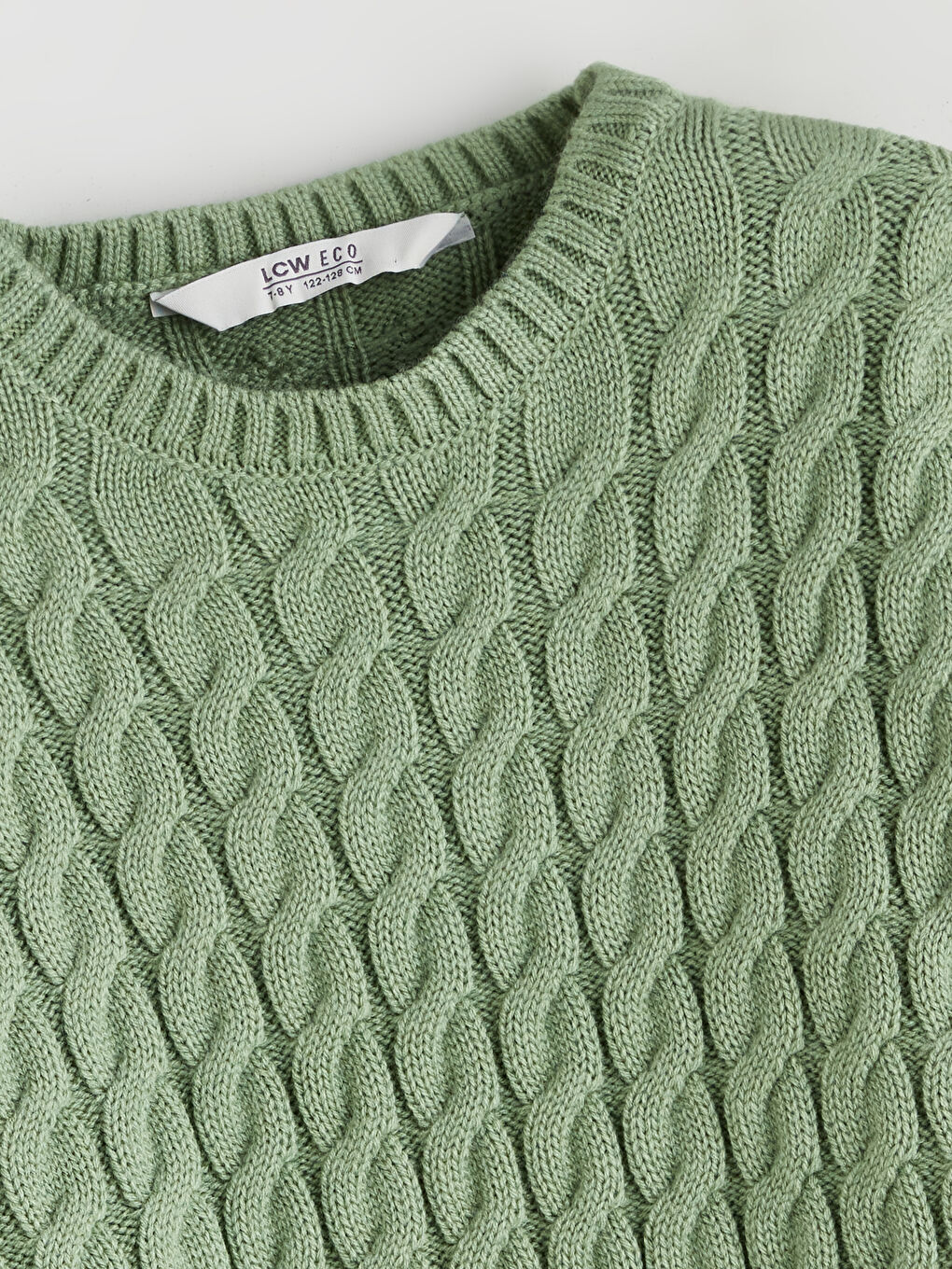 Yeşil Bisiklet Yaka Kız Çocuk Triko Kazak-1