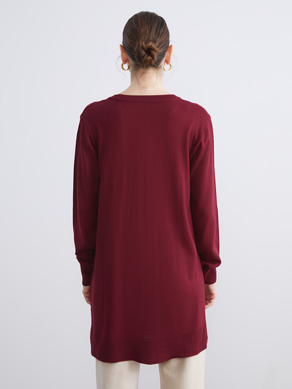 Crew Neck Women's Knitwear Tunic-3