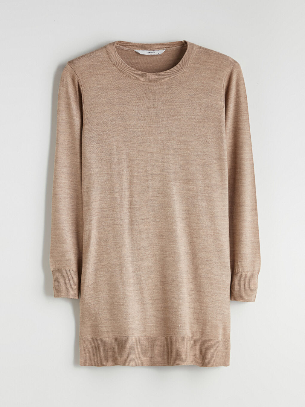 Bej Bisiklet Yaka Kadın Triko Tunik-4