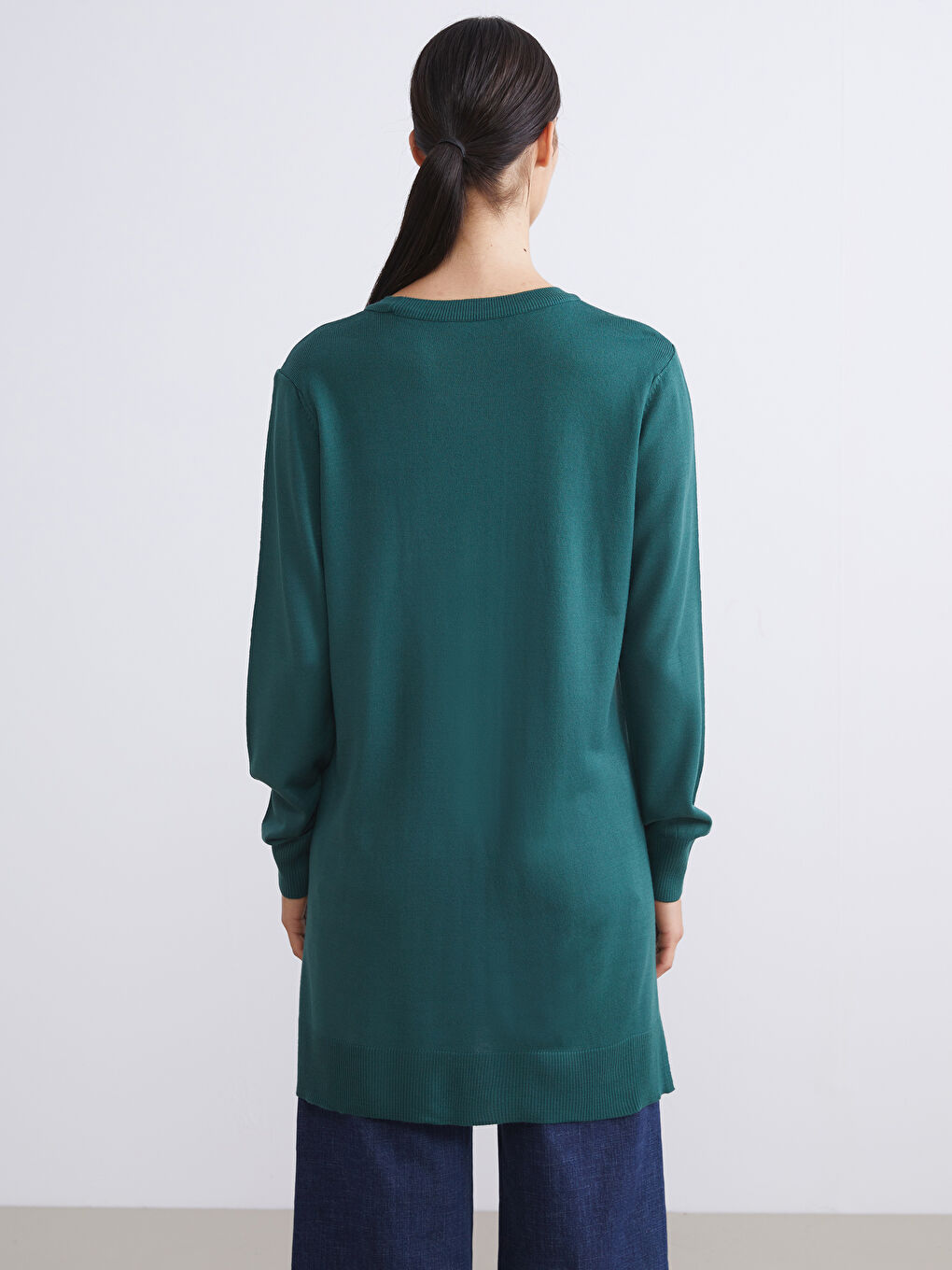 Crew Neck Women's Knitwear Tunic-3