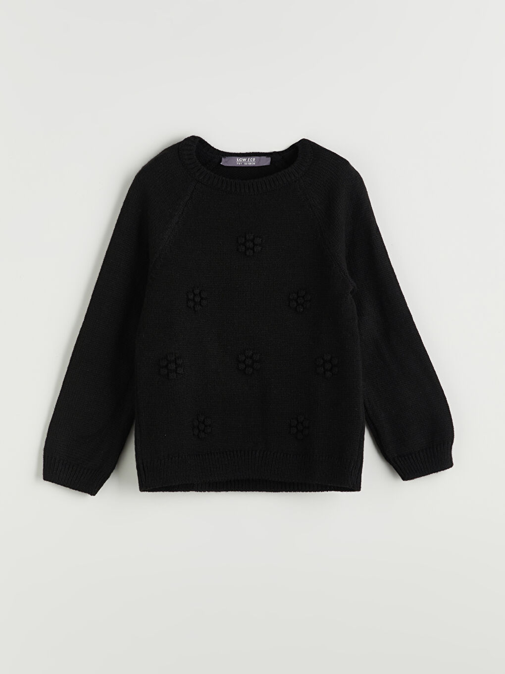 Siyah Bisiklet Yaka Kız Çocuk Triko Kazak