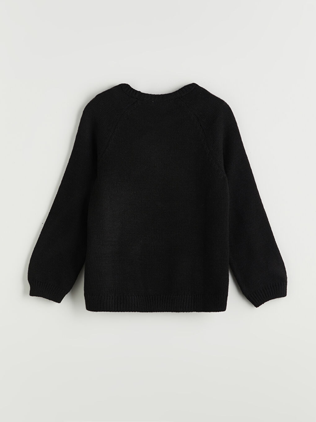 Siyah Bisiklet Yaka Kız Çocuk Triko Kazak-1