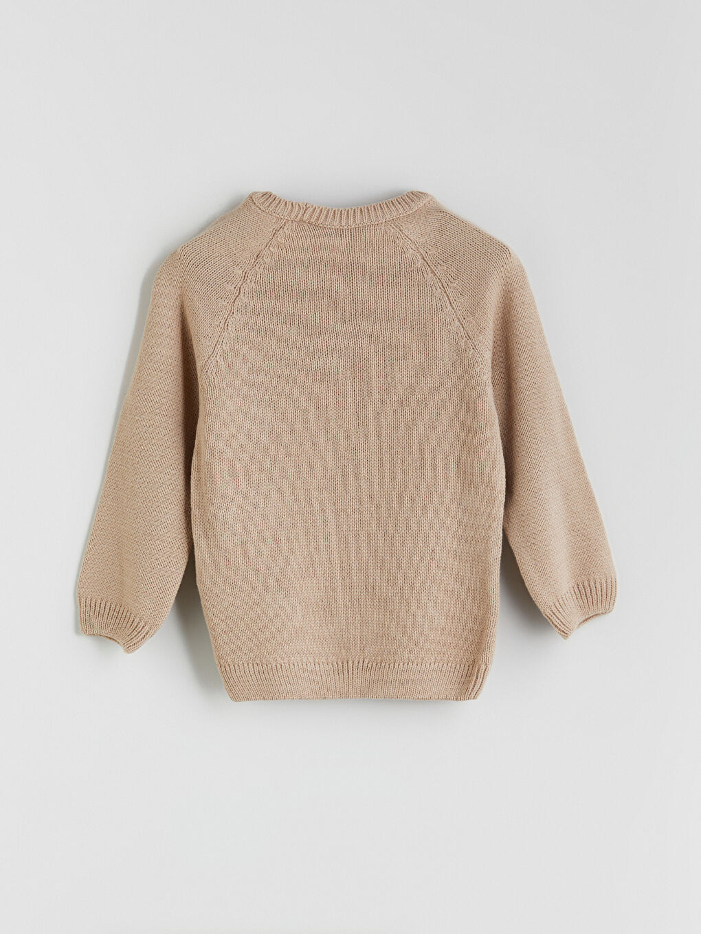 Bej Bisiklet Yaka Kız Çocuk Triko Kazak-2