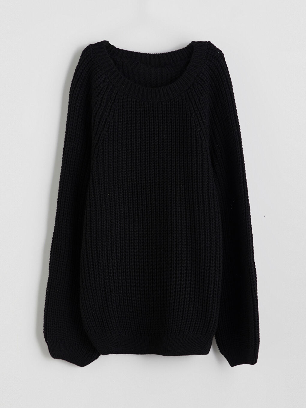 Siyah Bisiklet Yaka Kız Çocuk Triko Kazak