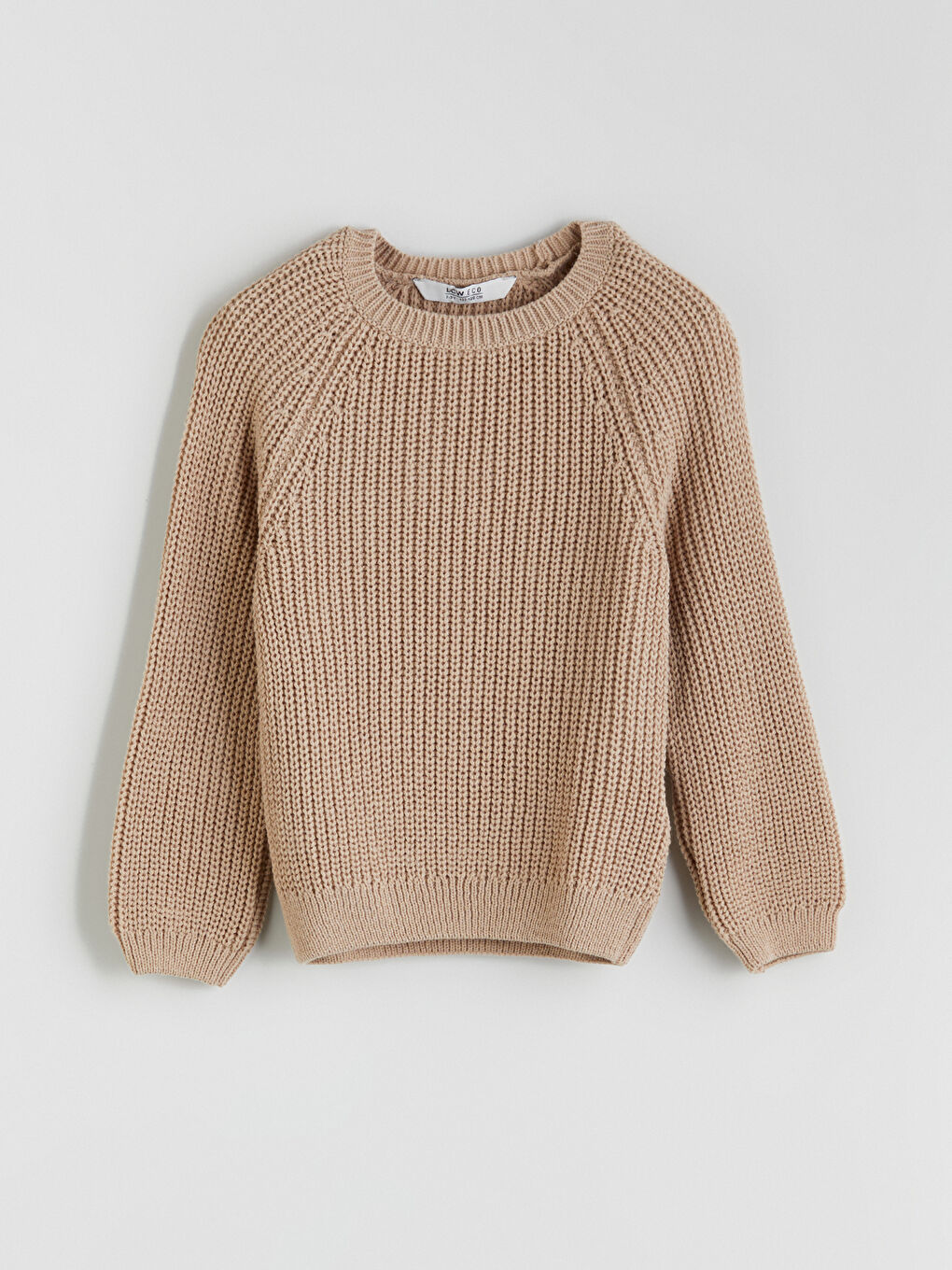 Bej Bisiklet Yaka Kız Çocuk Triko Kazak