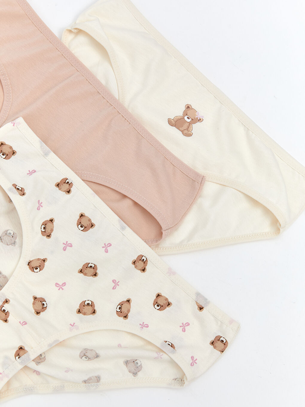 Ekru Baskılı Kız Çocuk Külot 3'lü-1