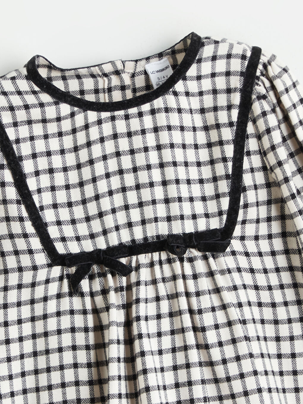 LCW Kids Crew Neck Check Pattern Long Sleeve Girl Dress -W5HB76Z1-LKX