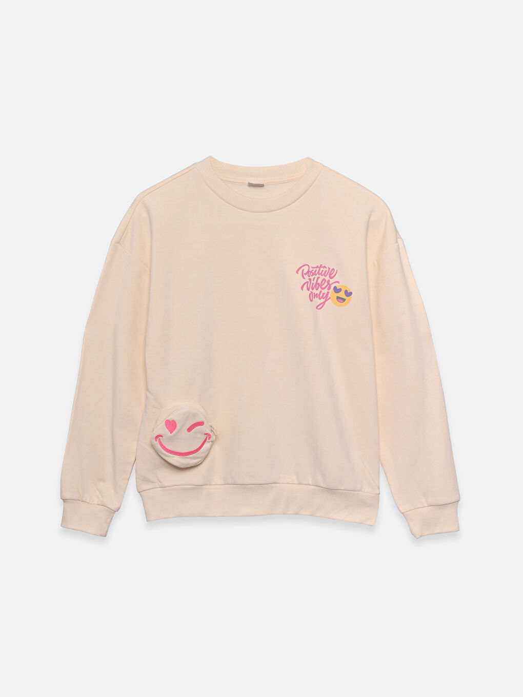 Hanorac imprimat cu guler rotund pentru fete