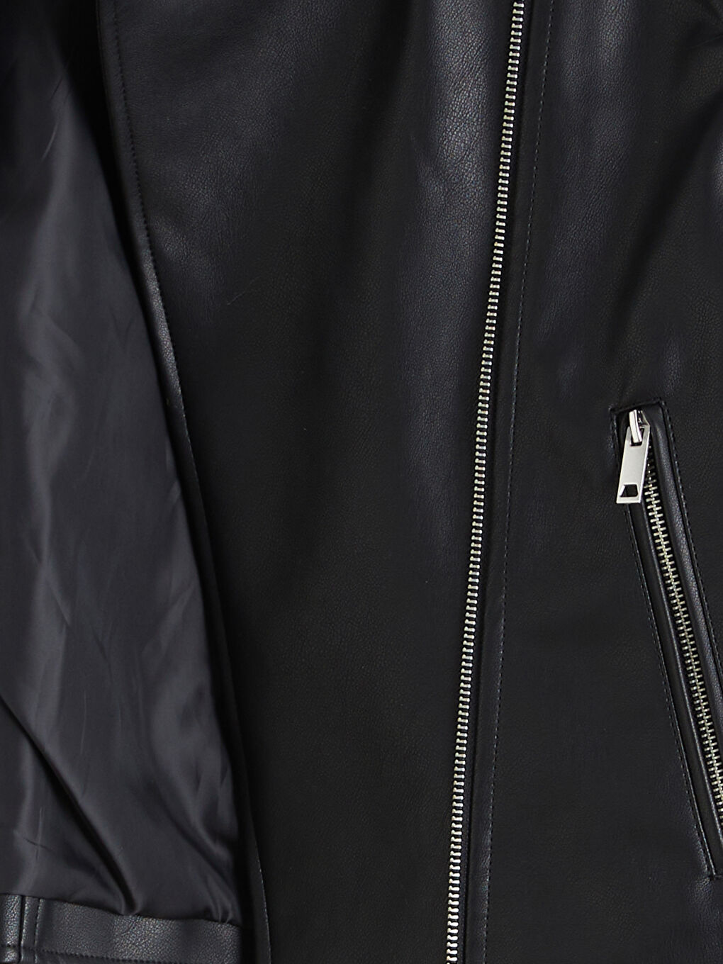 Biker Neck Women's Faux Leather Jacket-7