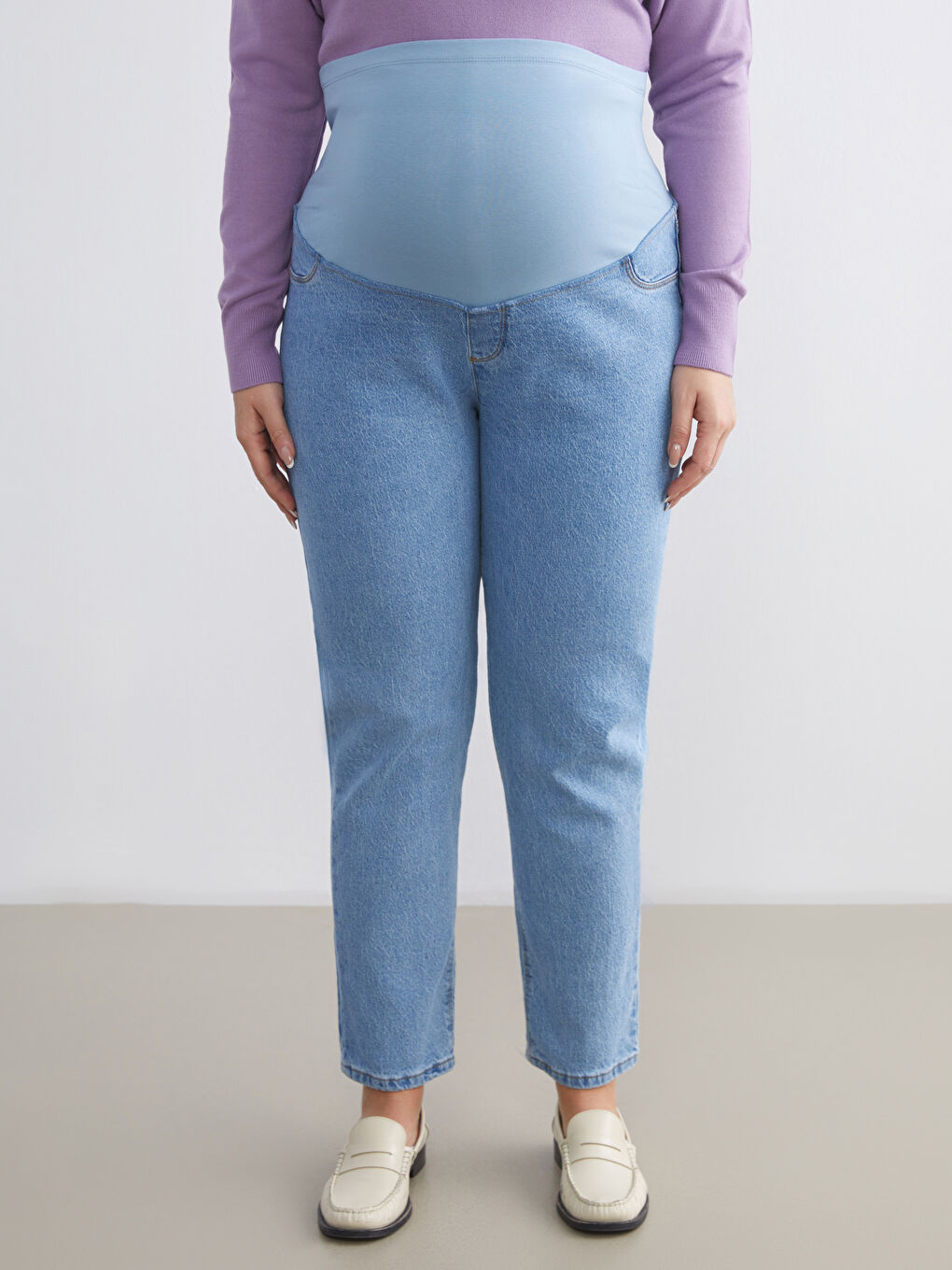 جينز حوامل موم فيت ببانل للبطن-5