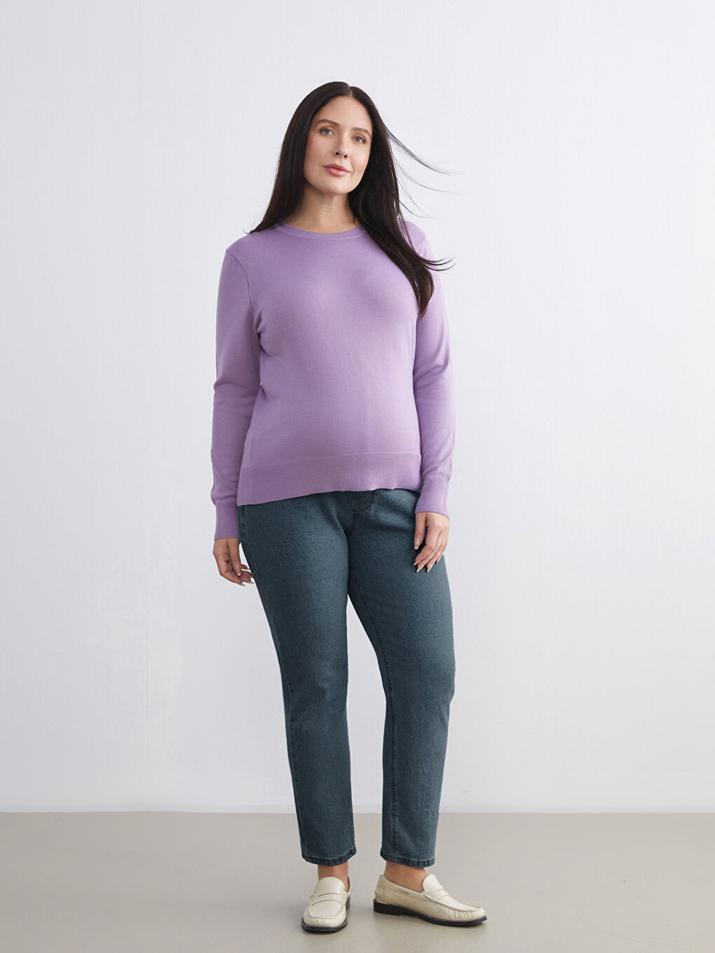 İndigo Karın Panelli Mom Fit Hamile Jean Pantolon-1