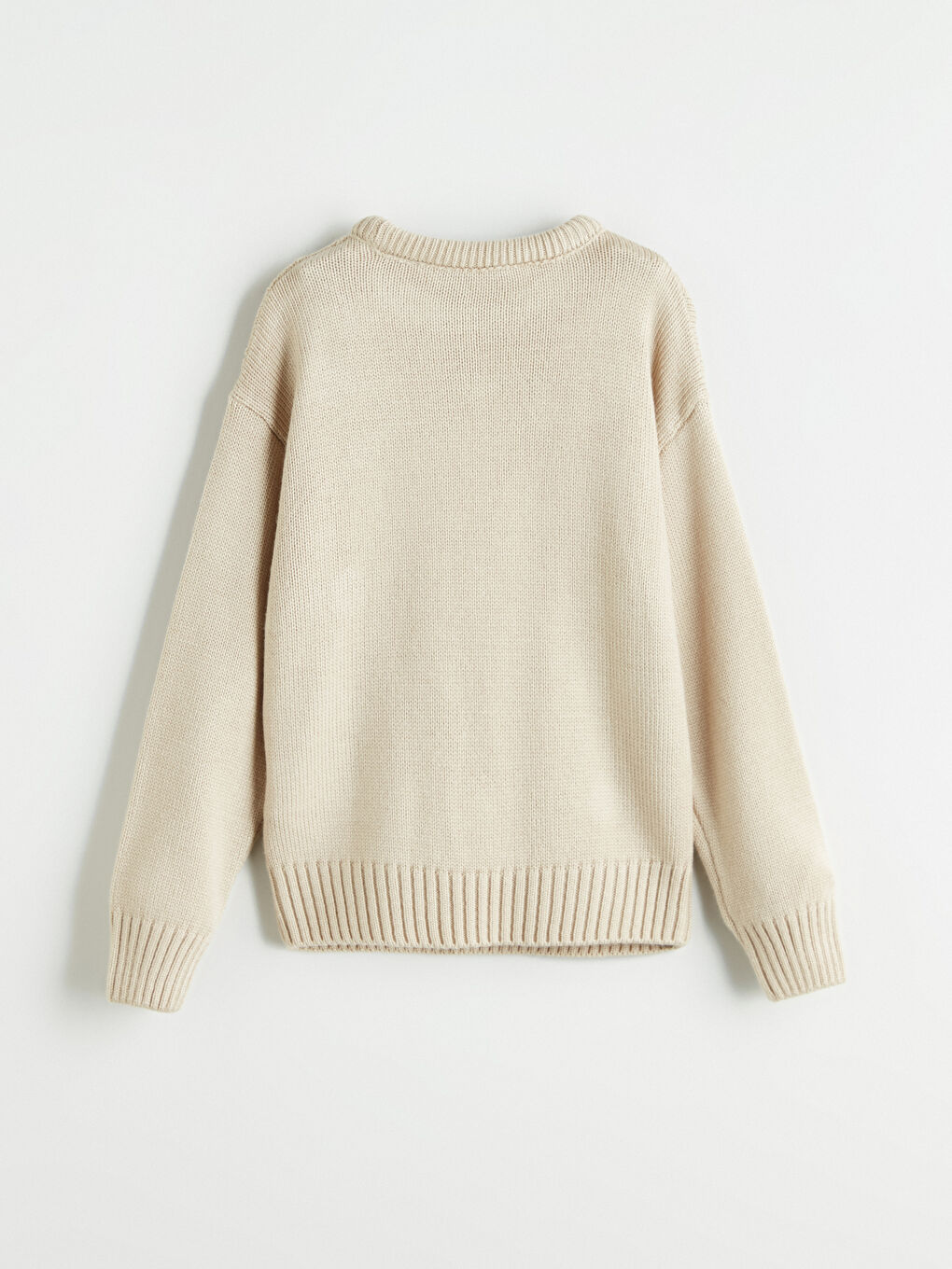 Bej Bisiklet Yaka Kız Çocuk Triko Kazak-2