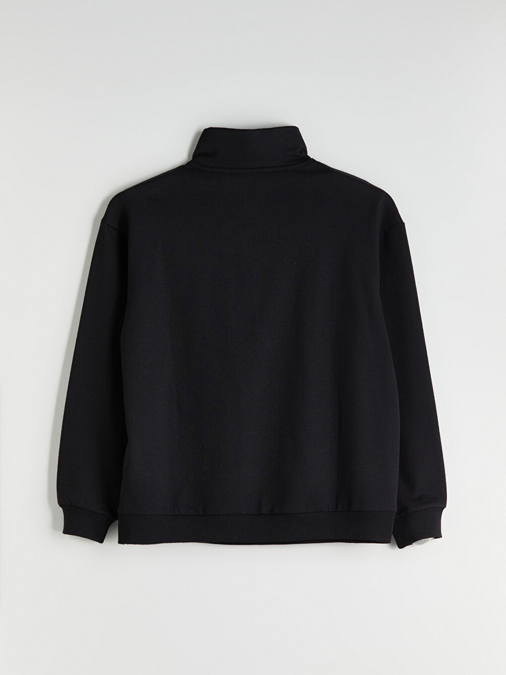 Siyah Dik Yaka Baskılı Erkek Kalın Sweatshirt-5