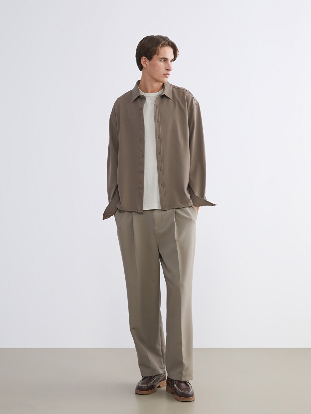 قميص رجالي كم طويل بقصة عادية-1