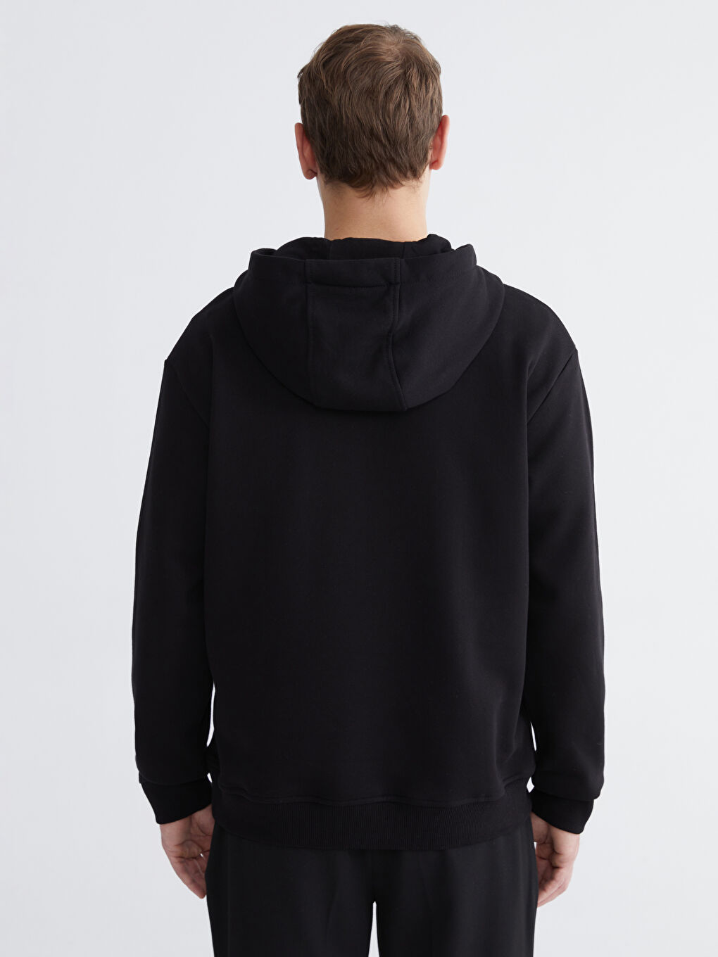 Siyah Uzun Kollu Erkek Hoodie-3