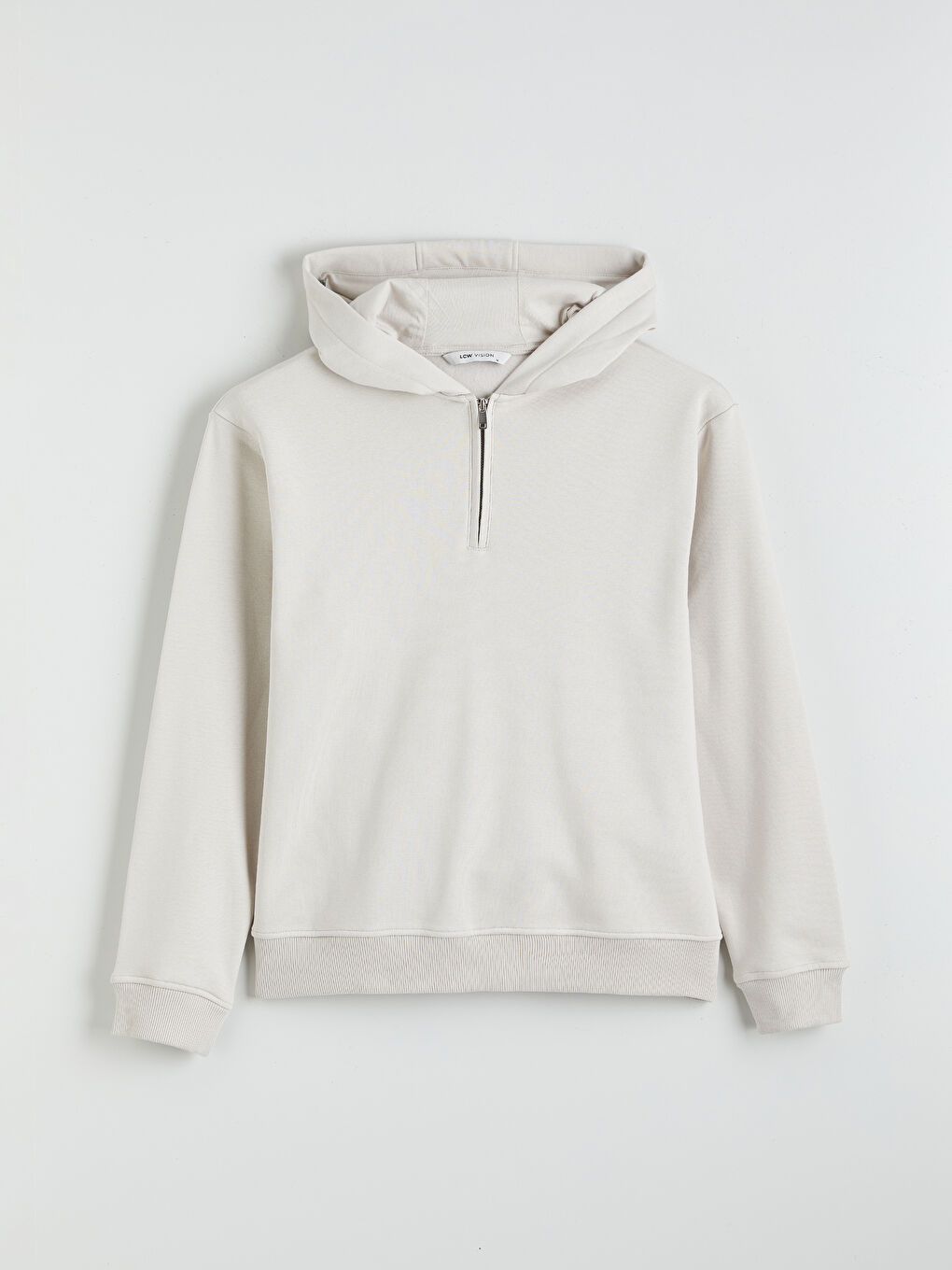 Bej Uzun Kollu Erkek Hoodie-4