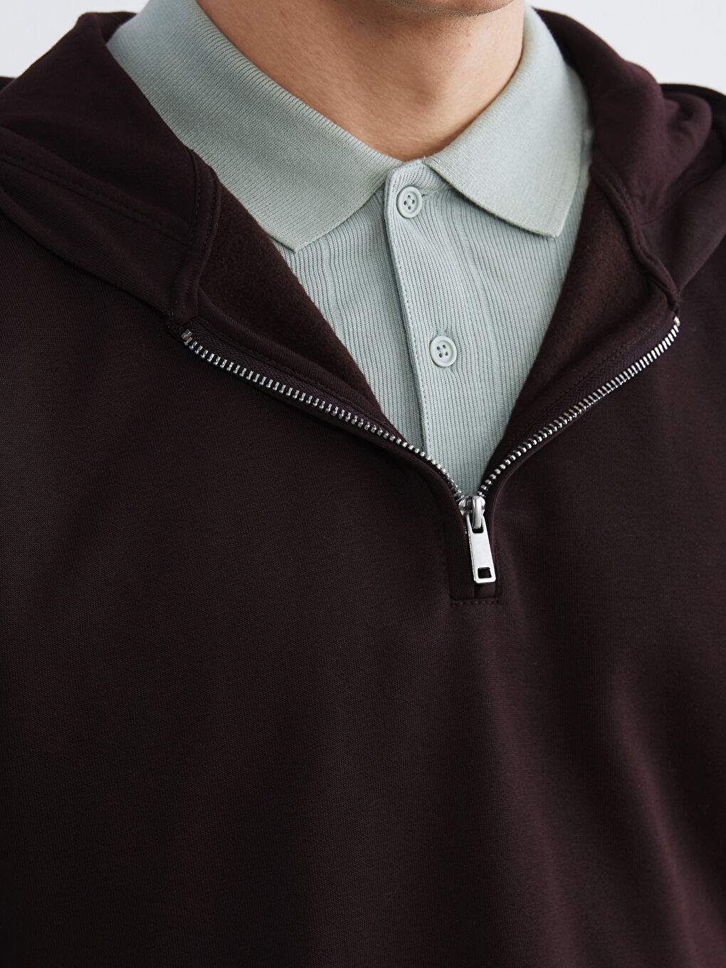 Kahverengi Uzun Kollu Erkek Hoodie-2