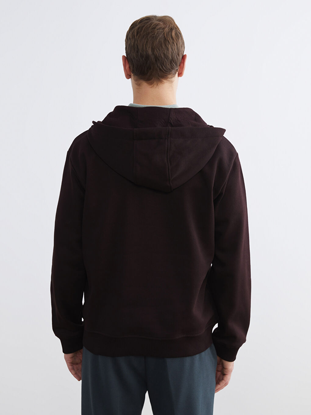 Kahverengi Uzun Kollu Erkek Hoodie-3