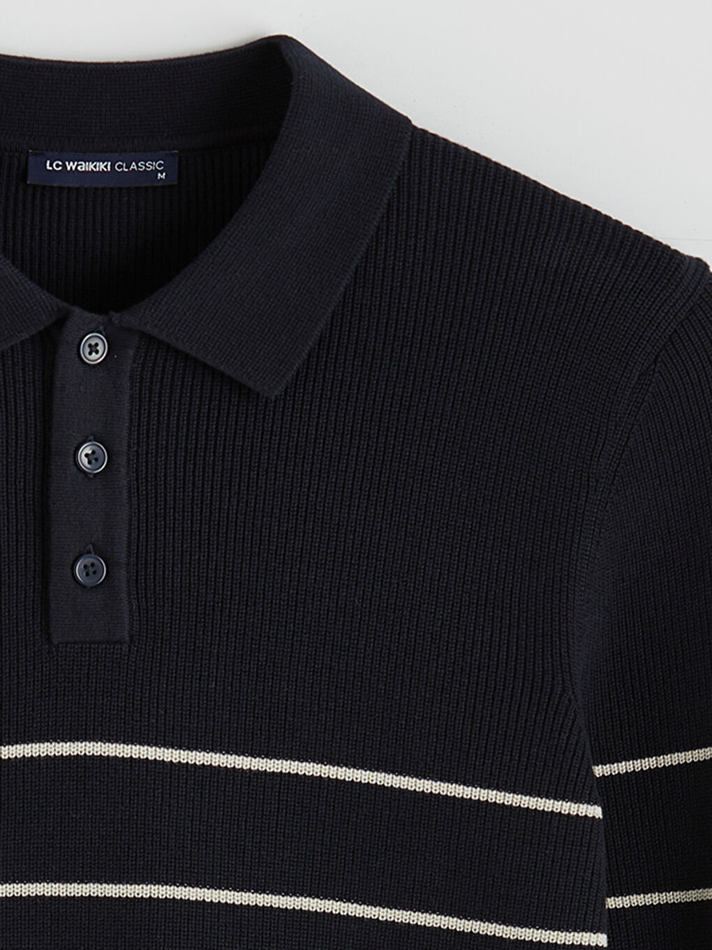 Polo Neck Striped Men's Knitwear Sweater-5