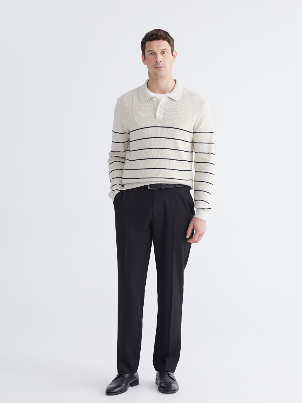 Polo Neck Striped Men's Knitwear Sweater-1
