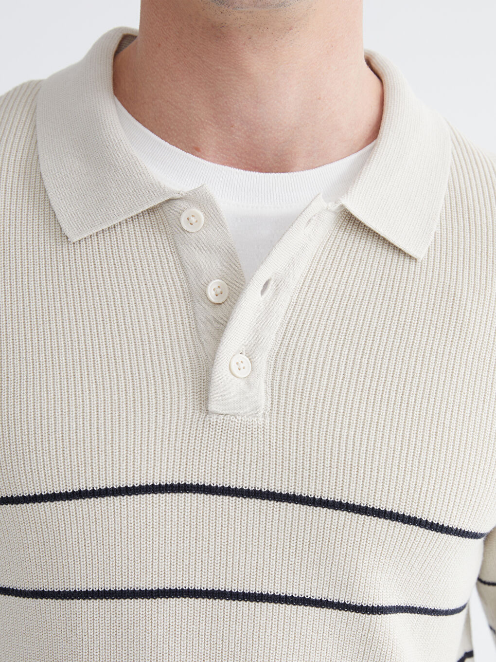 Polo Neck Striped Men's Knitwear Sweater-2