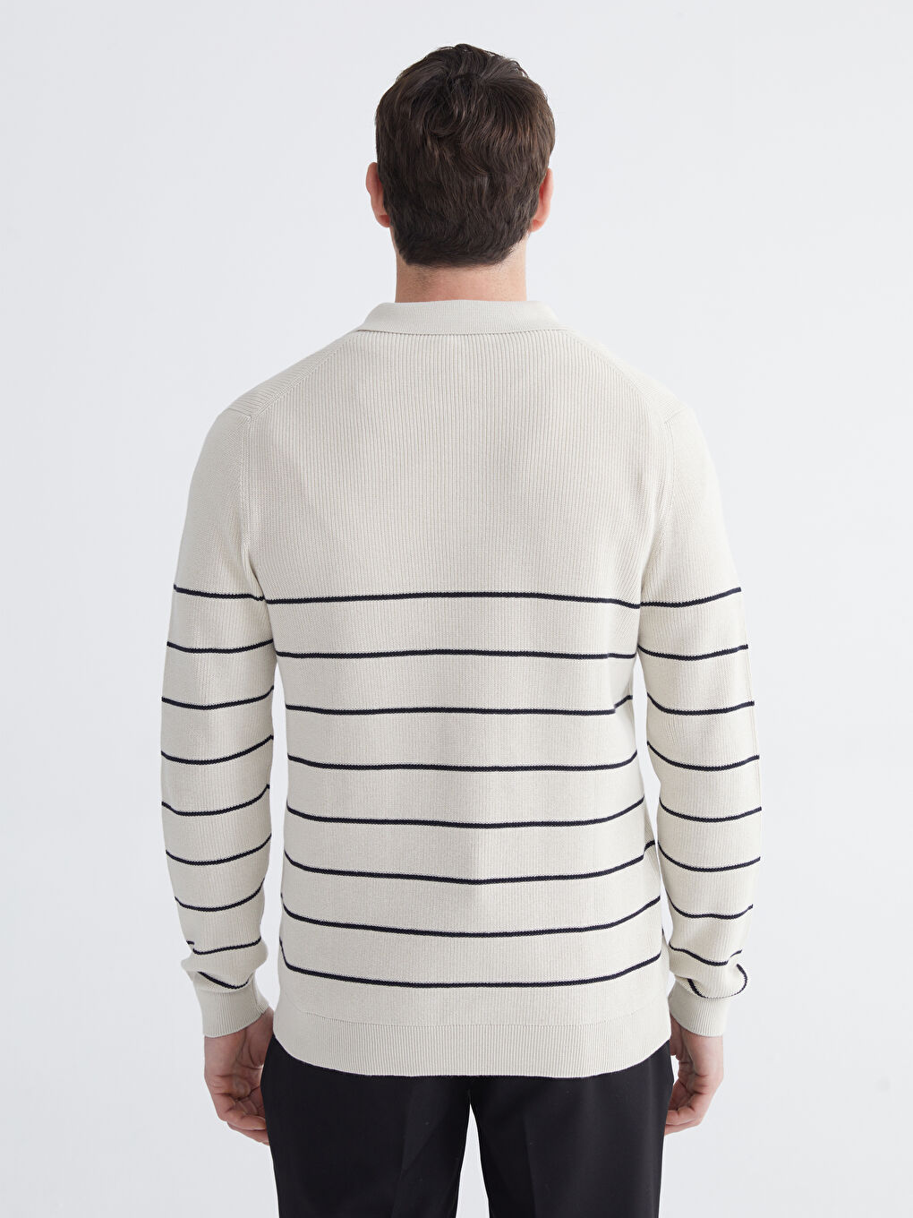 Polo Neck Striped Men's Knitwear Sweater-3