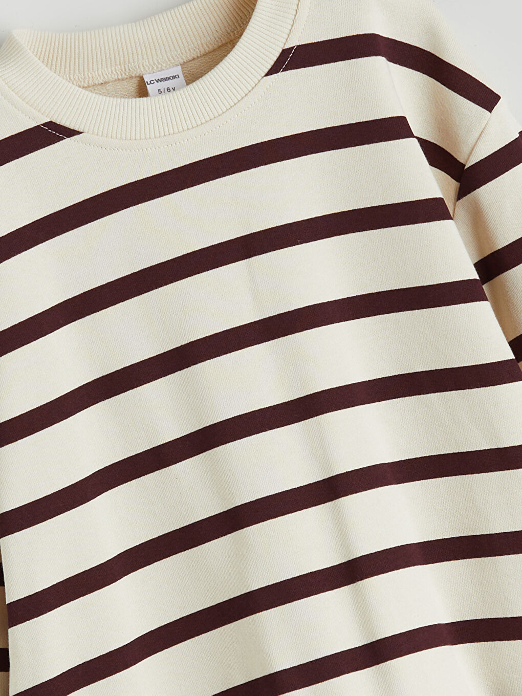 Bej Bisiklet Yaka Çizgili Erkek Çocuk Sweatshirt-2