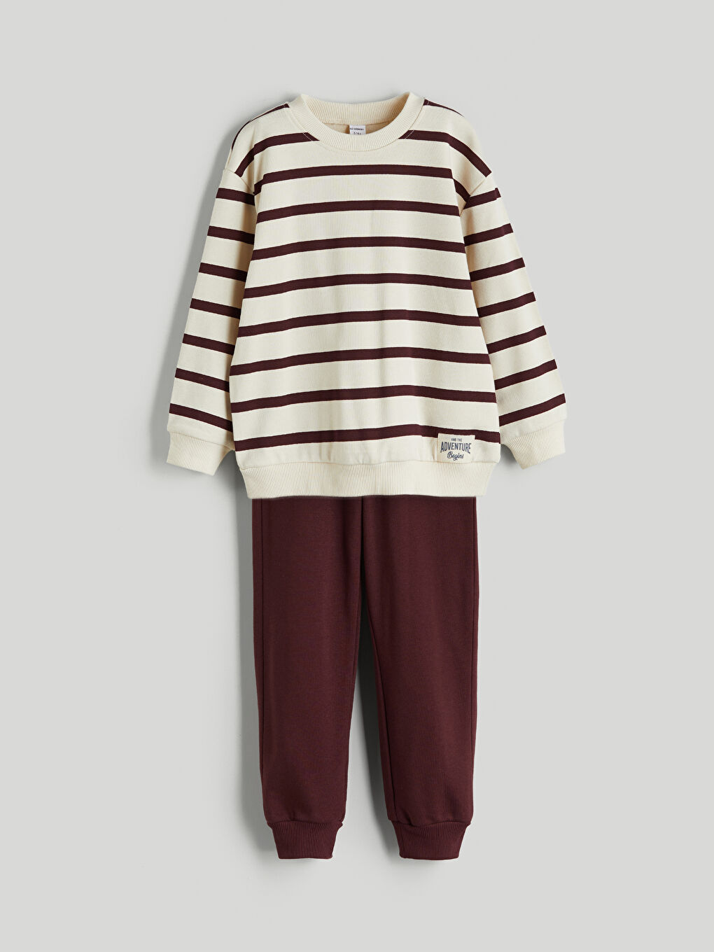 Crew Neck Striped Boys' Sweatshirt and Jogger Bottom 2 Pack