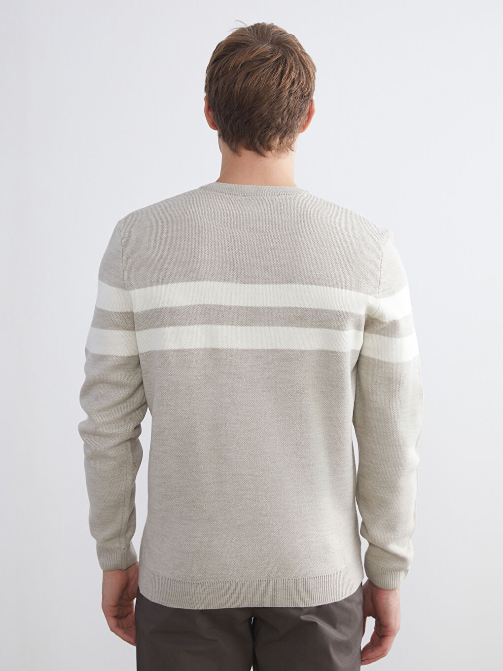 Crew Neck Striped Men's Knitwear Sweater-3