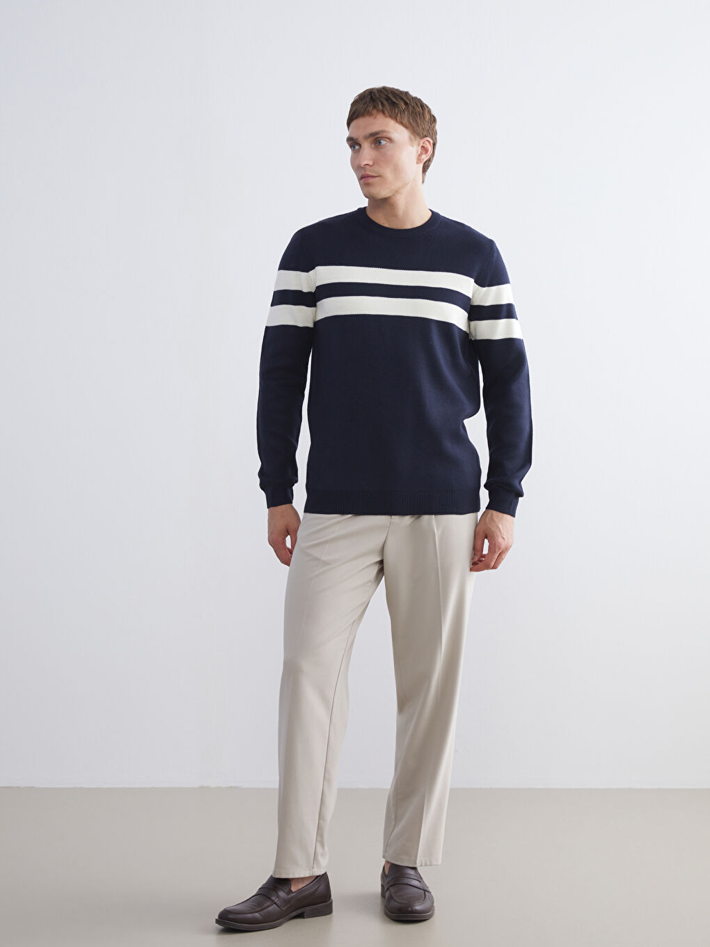 بلوز یه‌خه‌ خڕ خەتخەت بۆ پیاوان تریکۆ-1