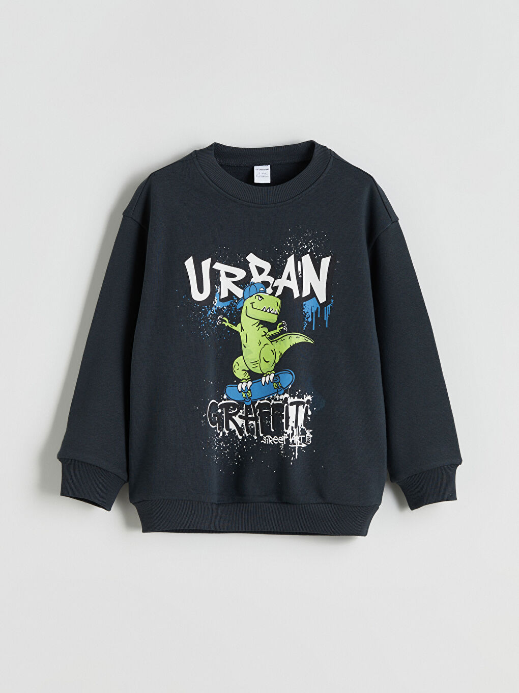 Antrasit Bisiklet Yaka Erkek Çocuk Sweatshirt