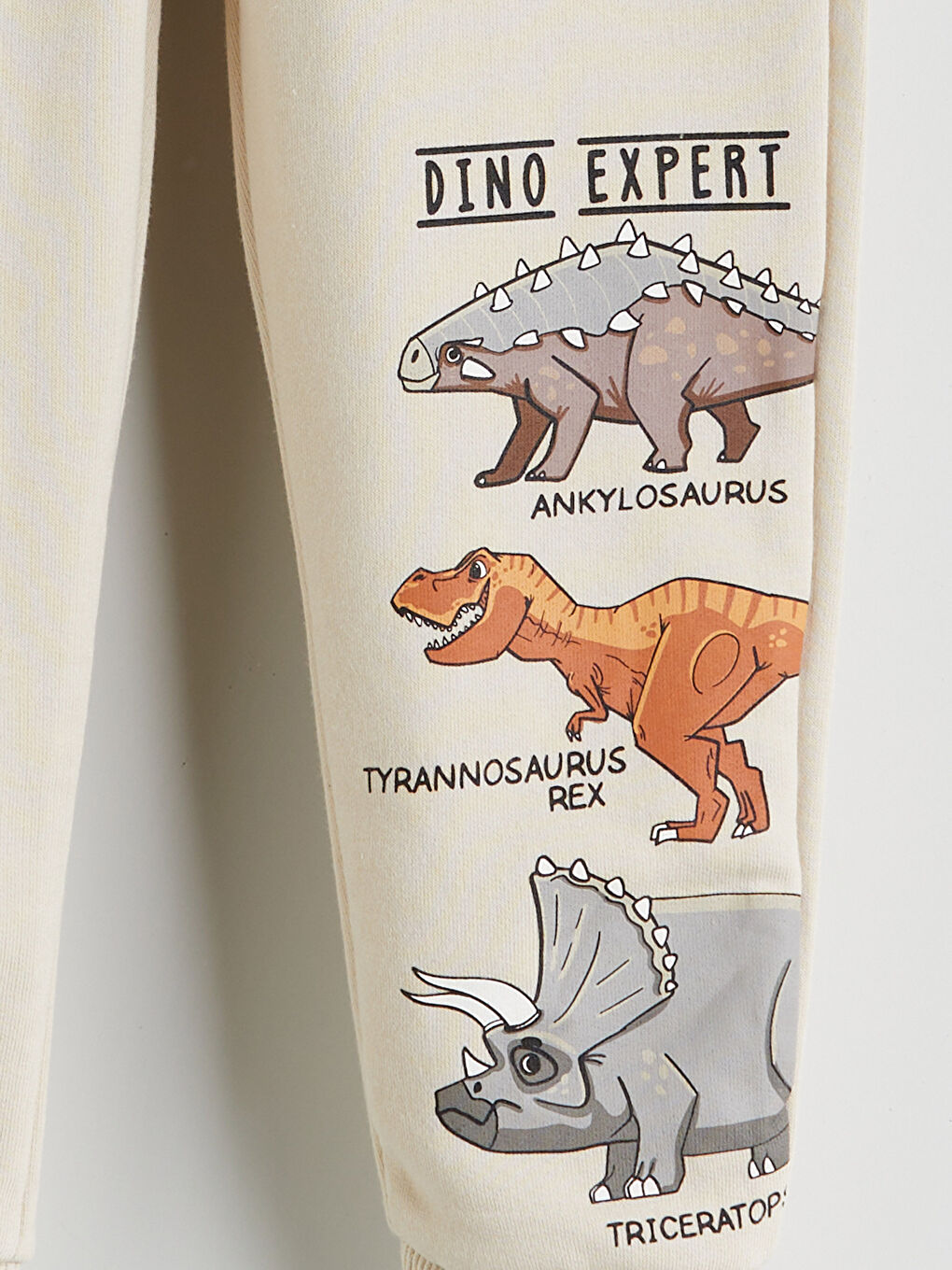 Bej Beli Lastikli Baskılı Erkek Çocuk Jogger Eşofman Alt-1